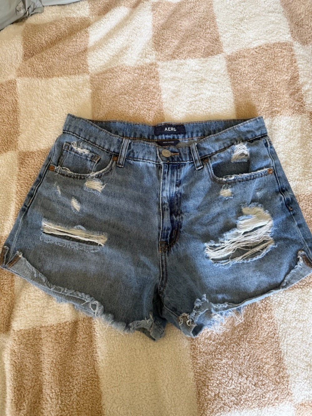Aero Distressed Blue Denim Women's Shorts